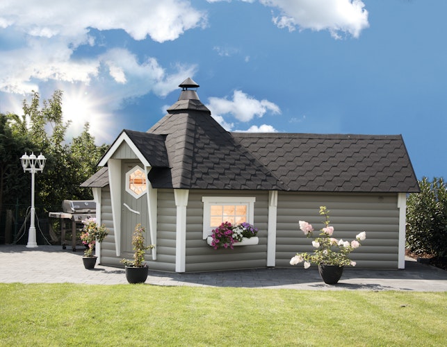 Wolff Finnhaus Grillkota 9 de luxe mit Saunaanbau