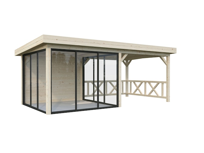 Palmako Gartenhaus Connect Lenna 16,6 m² Set 704 Slide Plus mit Isolierglas-Schiebetüren - 28 mm