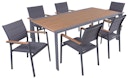 Vorschaubild Garden Pleasure Gartenmöbel Set SILEA / DAVINA 02, Tisch 200 x 100 + 6 Stapelsessel, Aluminium / Nonwood / Kunststoffgewebe