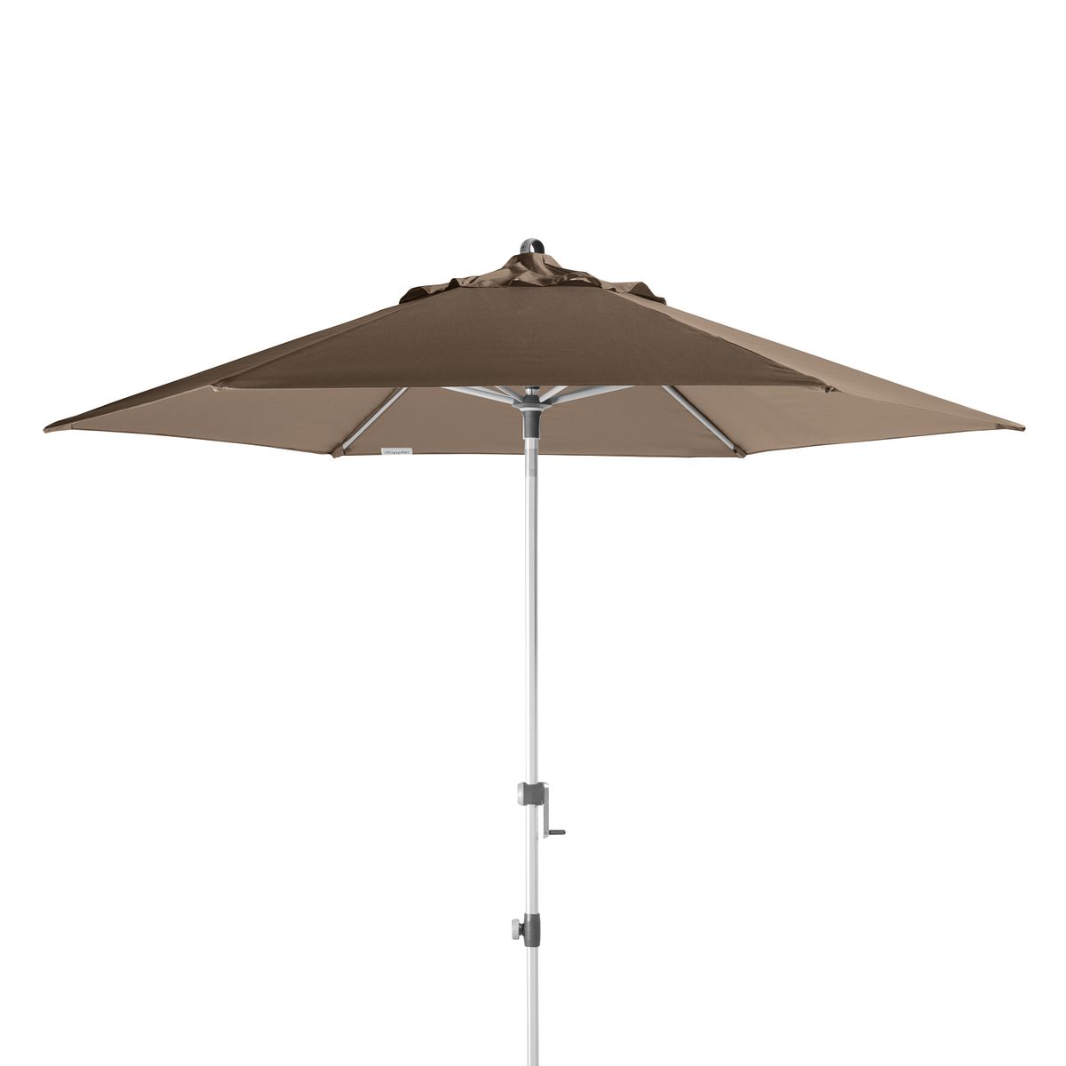 doppler Mittelmastschirm EXPERT 280 Auto-Tilt, Aluminium Silber / 100 % Polyester 180 g/m² Greige