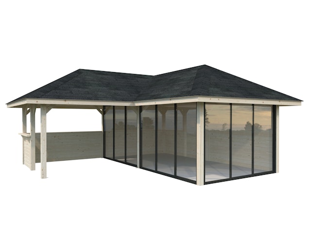 Palmako Pavillon Bianca 24,9 m² Set 523 Slide Plus mit Isolierglas-Schiebetüren