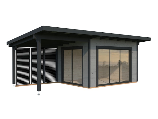 Palmako Premium Gartenhaus Grace 11,2+8,2 m² Slide Plus - 56 mm Inkl. Anbau