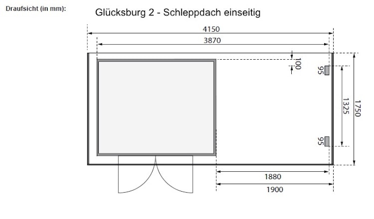 Karibu Eco Gartenhaus Grebenau / Glücksburg 2/3/4 mit 190 cm Schleppdach