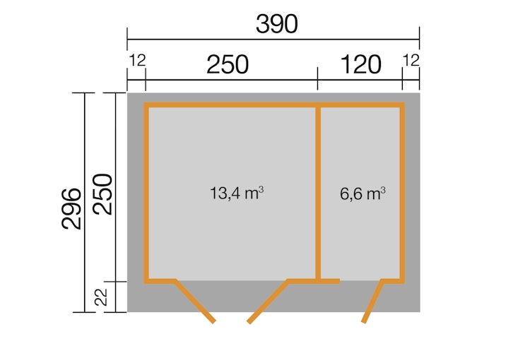 Weka Gartenhaus 254 graphitgrau/weiß - 28 mm