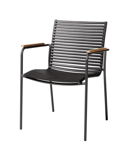 Cinas Gartenmöbel Set ELLEN / MOOD, Klapptisch Ø 110 cm + 4 Stühle, Aluminium Anthrazit / Teak / Kunststoff-Lamellen