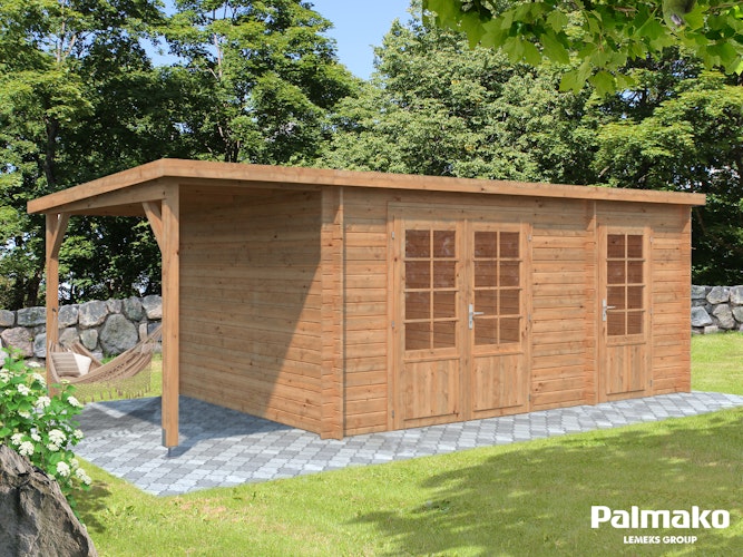 Palmako Gartenhaus Ella 13,1 m² Zweiraumhaus inkl. 3,9 m² Anbau - 28 mm