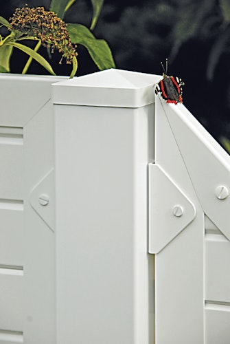 T&J LIGHTLINE Kunststoff Zaunelement Ecke links 900 x 1800/900 mm, weiß