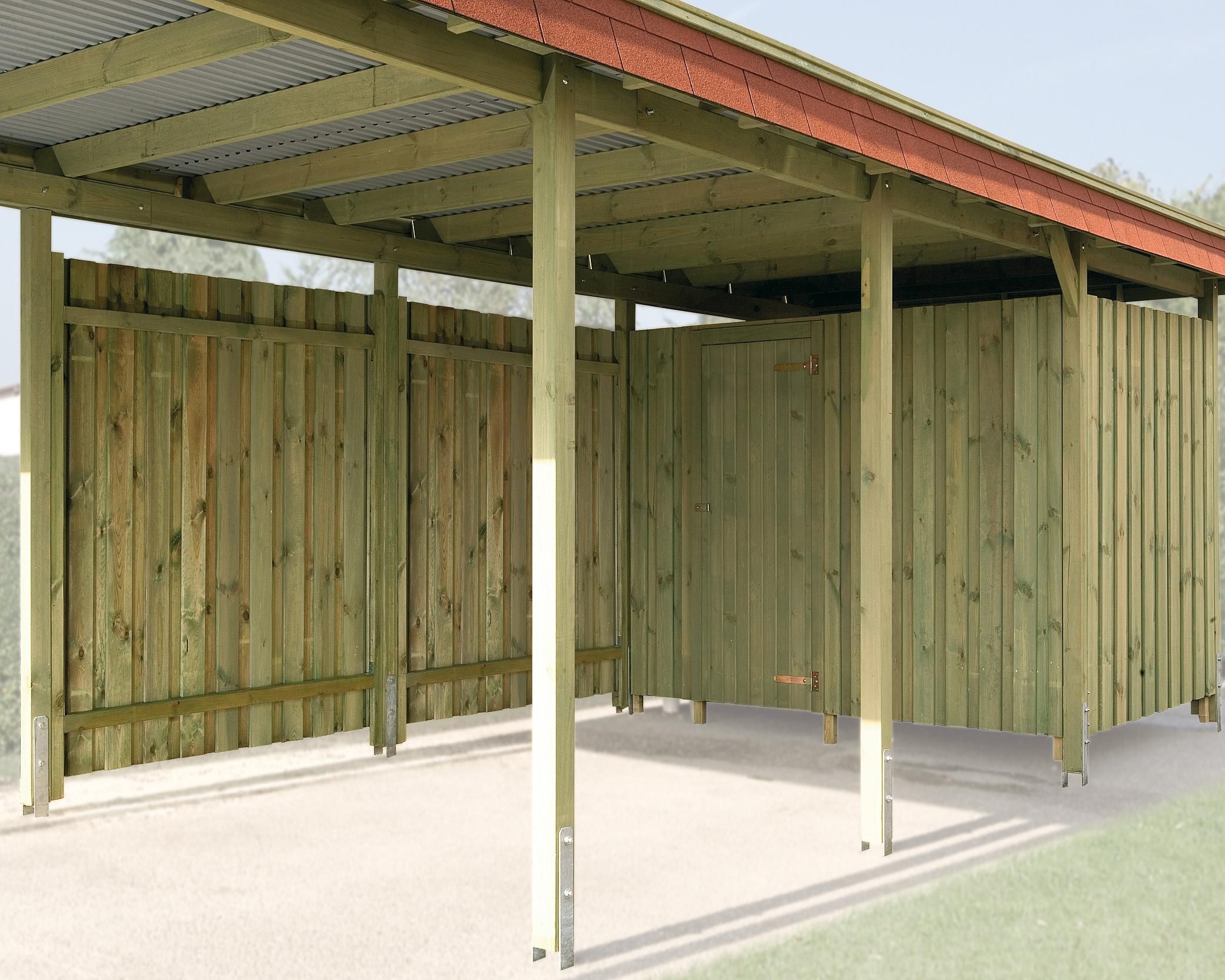 Weka Geräteraum/Fahrradgarage für Carports, kesseldruckimprägniert - 20 mm