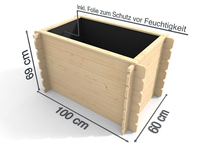 Weka Hochbeet 669 D naturbelassen B 100 x T 60 x H 69 cm - 400 l