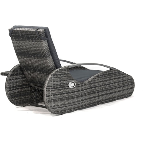 Garden Pleasure Lounger ALASSIO, Polyrattan Schilfgrau / Kissen 100 % Polyester Antrahzit