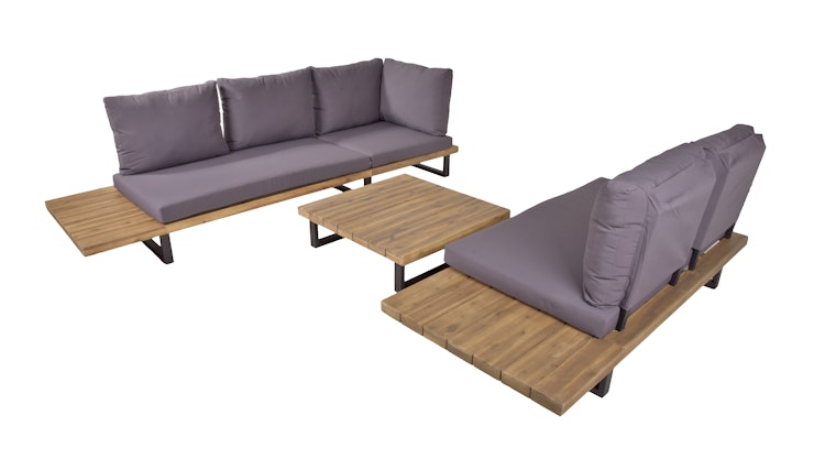 Garden Pleasure Lounge Gruppe ACAPULCO, Stahl / Akazie / Kissen 100 % Polyester