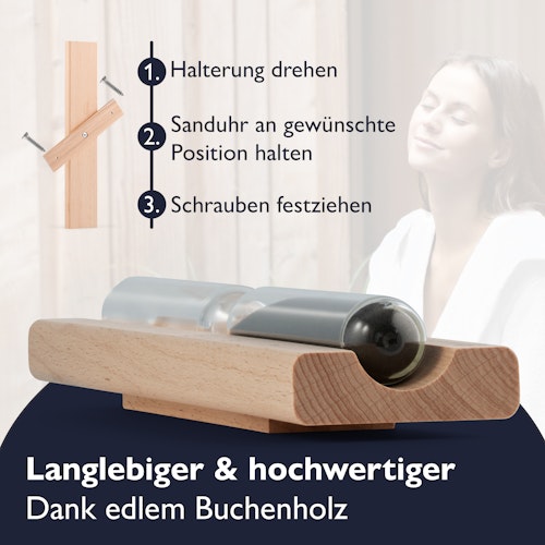 Liebenstein 7-teiliges Premium-Komplettset – Kiefernholz Saunaeimer mit Kelle, 3 x Sauna-Aufguss, Sanduhr & Hygro-/Thermometer