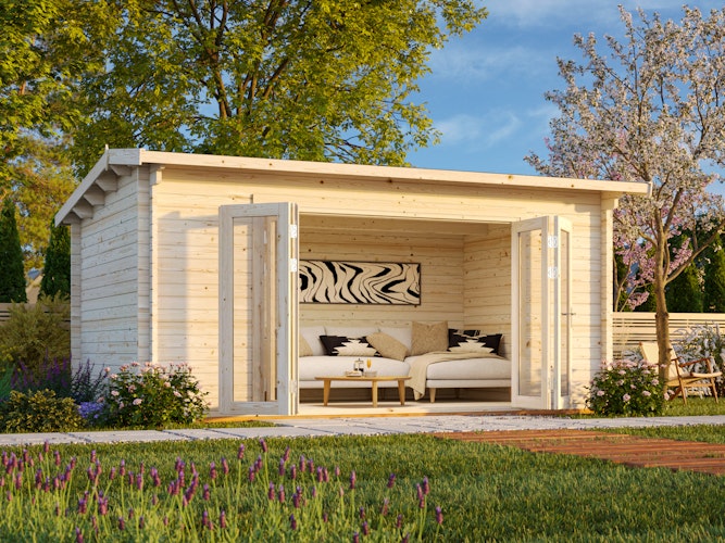 Palmako Gartenhaus Ines 13,7 m² mit Doppelfalttür - 44 mm