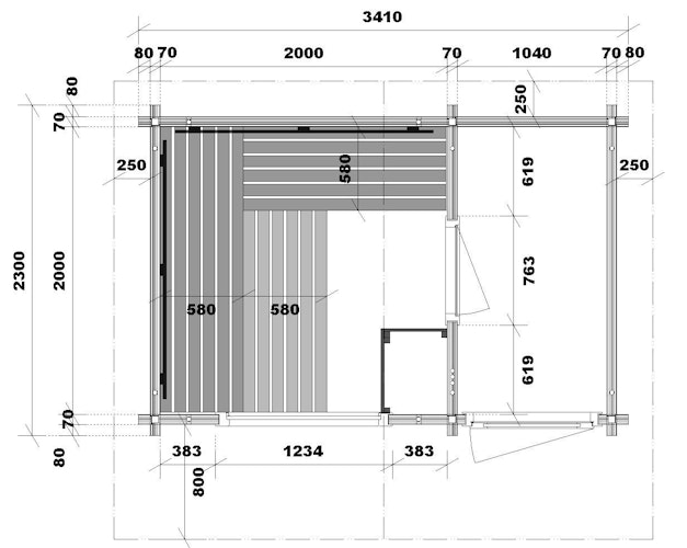 Infraworld Gartensauna Terra 3 - 70 mm