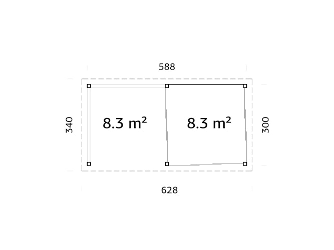 Palmako Gartenhaus Connect Lenna 16,6 m² Set 704 Slide Plus mit Isolierglas-Schiebetüren - 28 mm