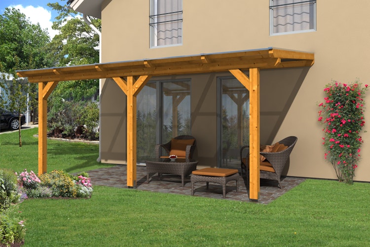 Skan Holz Terrassenüberdachung Andria mit Mittelpfosten Breite 541 cm