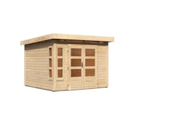 Karibu Gartenhaus Kastorf 6 mit Fensterecke - 28mm-274 x 274cm- naturbelassen