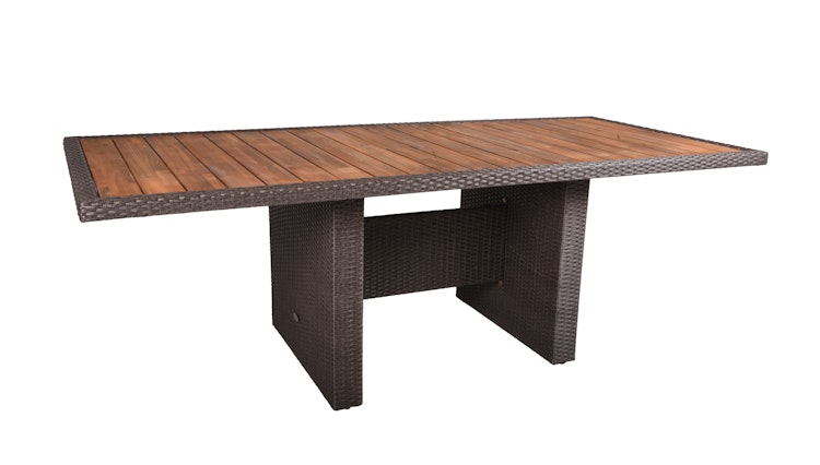 Garden Pleasure Gartenmöbel Set BRAGA 01, Tisch 220 x 100 + 6 Sessel, Polyrattan / Akazie / Kissen 100 % Polyester