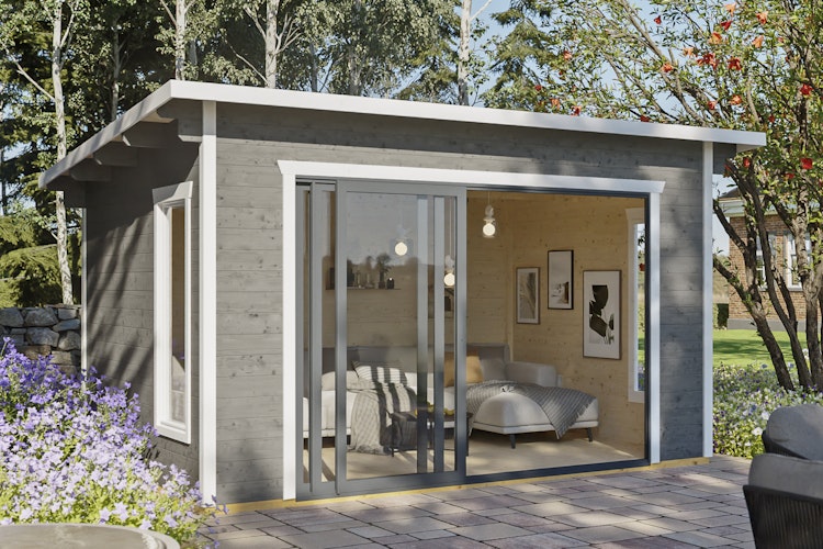 Skan Holz Gartenhaus Tournai 2 mit Schiebetür - 28 mm 