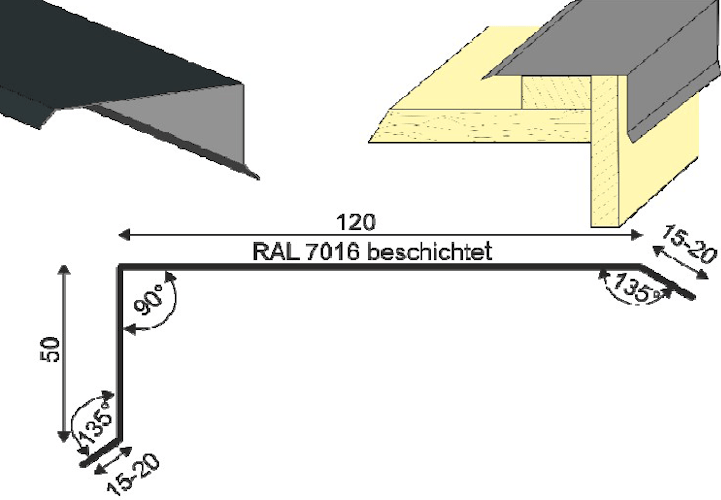 Giebel/Ortgang-Abdeckung für Satteldach-Gartenhäuser anthrazit (1 Stück)