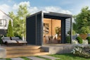 Vorschaubild Karibu Design Gartenhaus Saturn A/B mit Aluminium Schiebetüre & Blechpaket - 38 mm