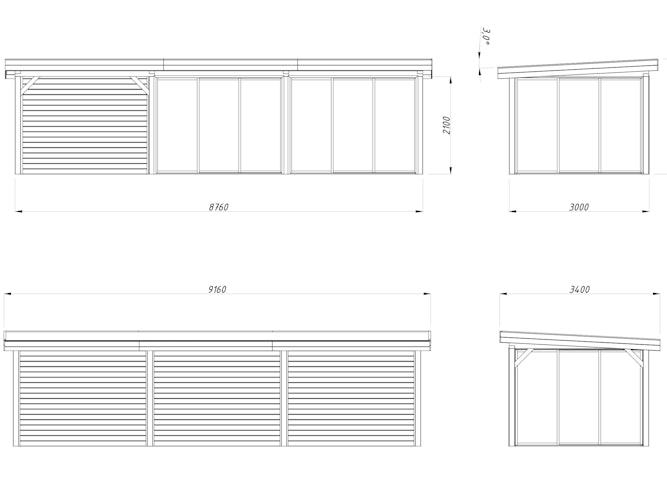 Palmako Gartenhaus Connect Lenna 24,9 m² Set 717 Slide Plus mit Isolierglas-Schiebetüren - 28 mm