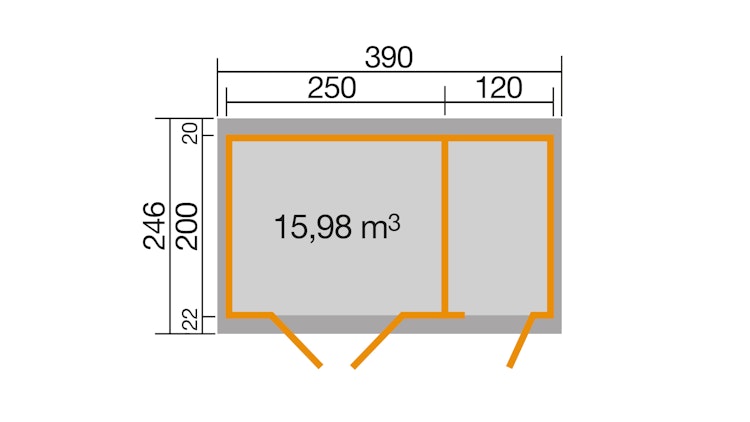Weka Gartenhaus 254 graphitgrau/weiß - 28 mm