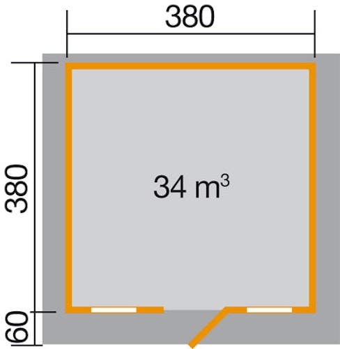 Weka 28 mm Gartenhaus 110 mit Vordach (60 cm)
