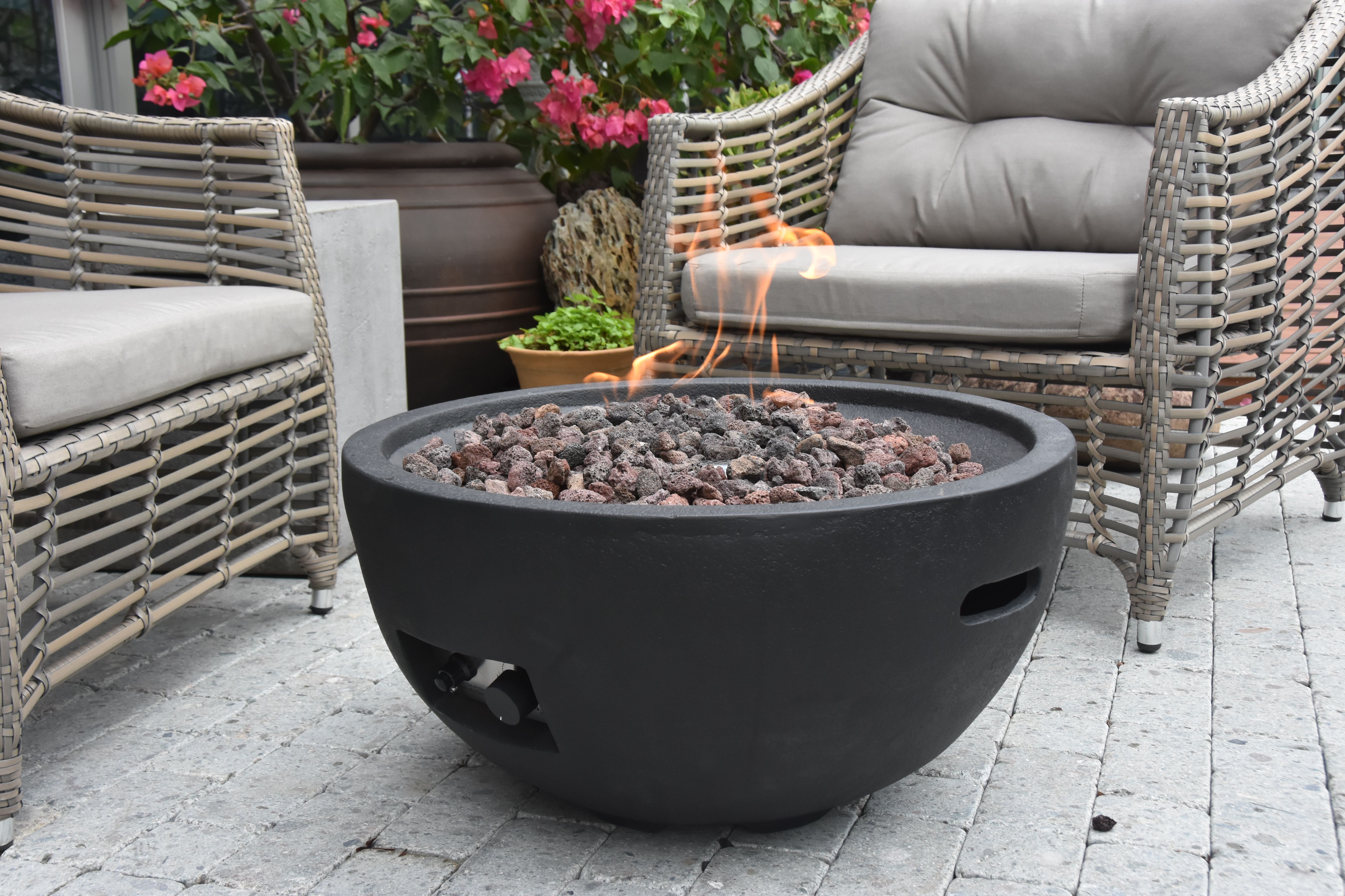 Gardenforma Gas Feuerstelle Jefferson Beton-Optik schwarz