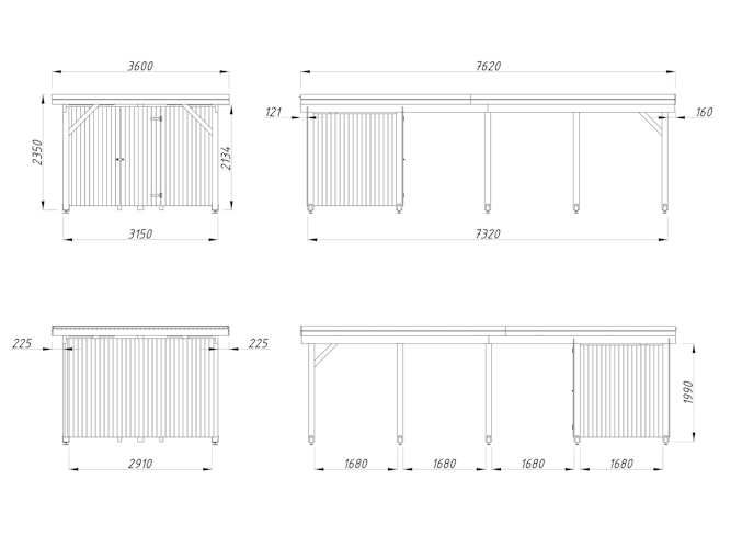 Palmako Carport Karl 23,1 m² mit Geräteraum