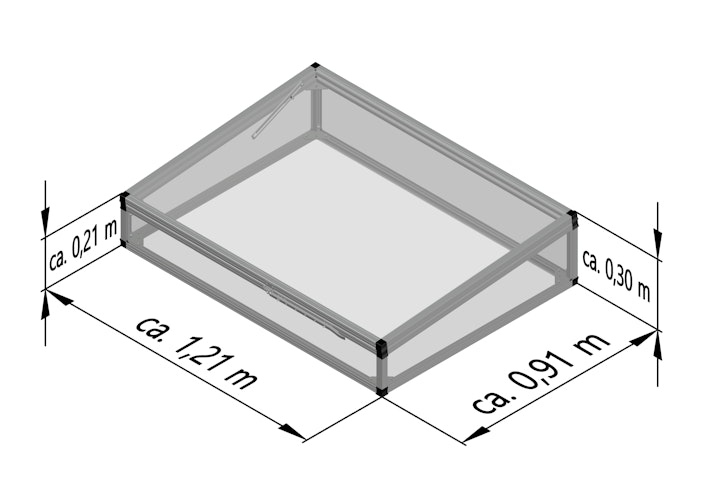KGT Frühbeet Aufsatz für Aluminium Hochbeet 130 Profile anthrazit (B1,21 x 0,91x H0,77 m - 700 l)