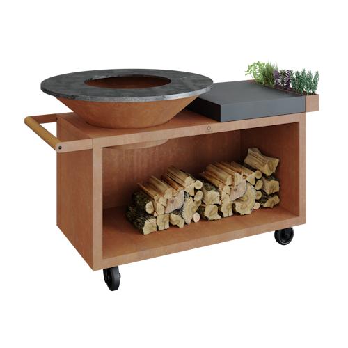 OFYR Plancha Grill Island Corten 100 PRO Keramik Dunkelgrau