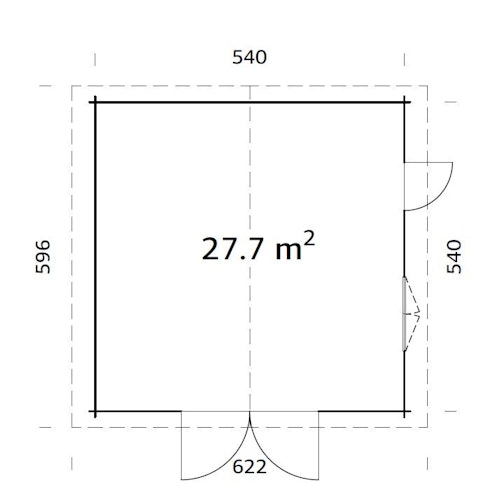 Palmako Garage Roger 27,7 m² - 70 mm - mit Holztor