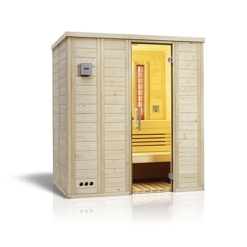 Infraworld Sauna Vitalis 184 Complete - 40 mm Massivholzsauna inkl. 5-teiligem gratis Zubehörset