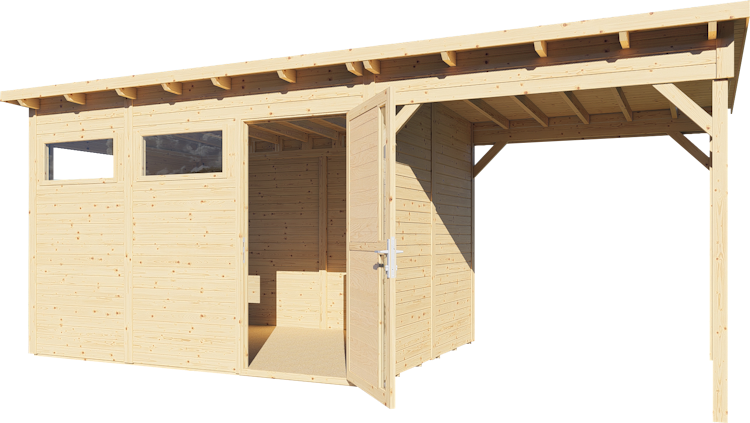 Bertilo Gartenhaus Pentus 3 Lounge inkl. Anbaudach - 19 mm