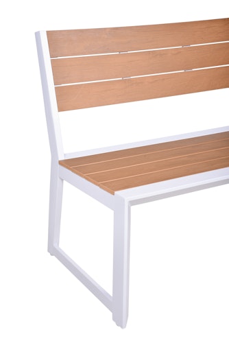Garden Pleasure Bank VENICE mit Rückenlehne 180 cm, Aluminium Weiß / Nonwood Teak-Optik