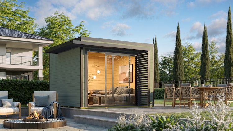 Weka Design Gartenhaus Pure Garden Amberley mit Aluminium-Schiebetür - 28 mm