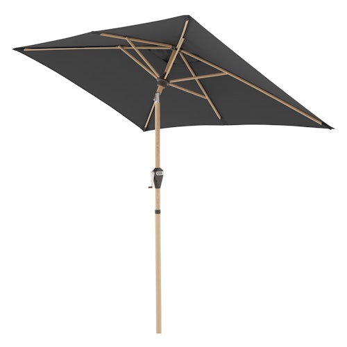 doppler Mittelmastschirm ALU WOOD 210 x 140 Auto-Tilt, Aluminium Esche-Optik / 100 % Polyester 180 g/m²