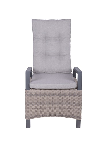 Garden Pleasure Gartenmöbel Set DIJON / AMELIA, Tisch 200 x 100 + 6 Hochlehner, Aluminium Anthrazit / Polyrattan Champagner / Kissen 100 % Polyester Creme