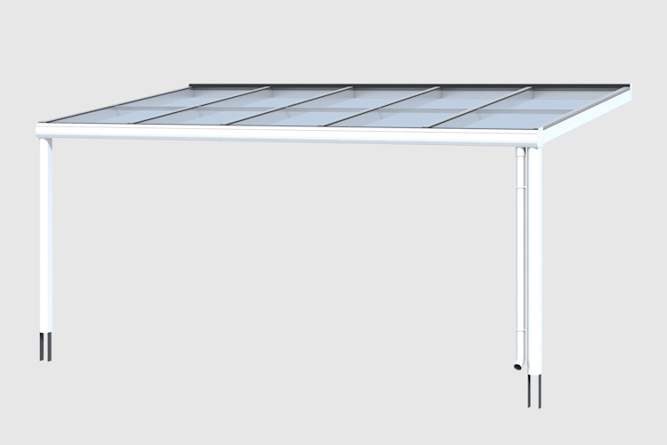 Skan Holz Aluminium Terrassenüberdachung Modena Breite 541 cm mit Echtglas-Dach