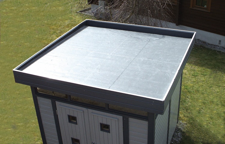 EPDM Foliendach für Wolff Finnhaus Gartenhaus Nina 28-B mit Terrasse / Bastrup 5 mit 3 m Schleppdach