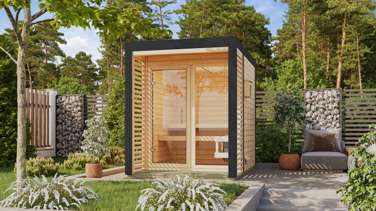 Karibu Saunahaus Ares 1 - Hybridhaus mit Metallrahmen - 38 mm inkl. gratis Sauna-Zubehörset im Wert von 234,94 €
