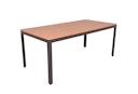 Vorschaubild Garden Pleasure Gartenmöbel Set BARLETTA, Tisch 180 x 91 + 4 Stapelsessel, Alu Anthrazit / Nonwood Holz-Optik / Kissen 100 % Polyester