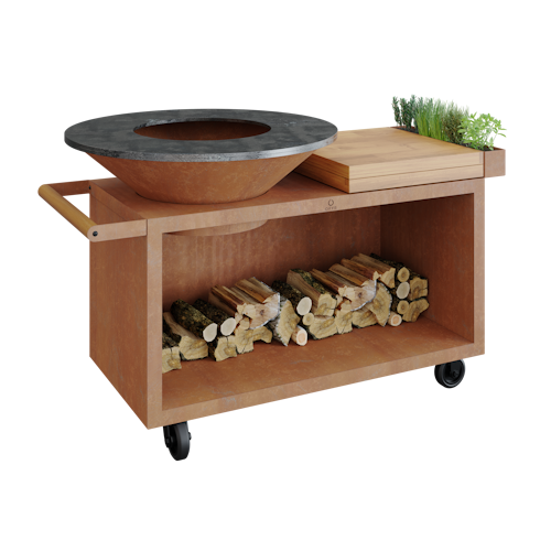 OFYR Plancha Grill Island Corten 100 PRO Teakholz