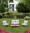 Vorschaubild Garden Pleasure Lounge-Set SAN MATEO, Eukalyptus / Polyrattan / Kissen 100 % Polyester Beige
