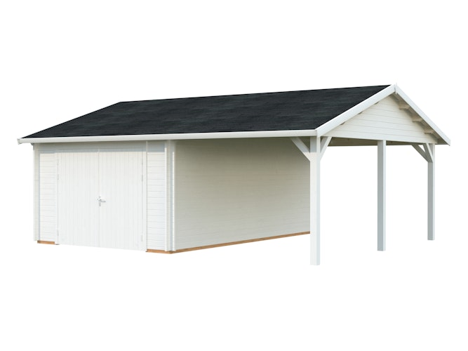 Palmako Garage Roger 19,0 + 16,2 m² - 44 mm - mit Holztor