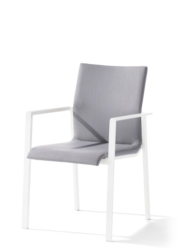 Sieger Stapelsessel LAGOS, Aluminium Weiß / Textilux Hellgrau - Abverkauf