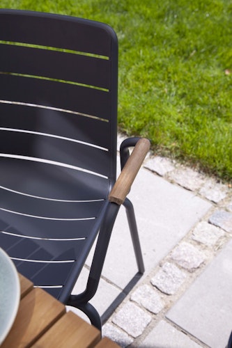 Cinas Gartenmöbel-Set PARC, Tisch 200 x 90 cm + 4 Sessel, Aluminium Anthrazit / Teak