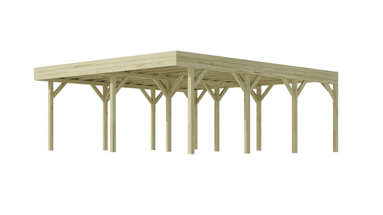 Weka Doppelcarport mit Vorbereitung zur Dachbegrünung 644 x 718 cm - kesseldruckimprägniert