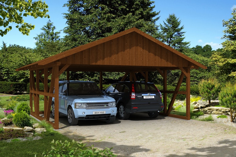 Skan Holz Schwarzwald - Satteldach Doppelcarport Breite 684 cm